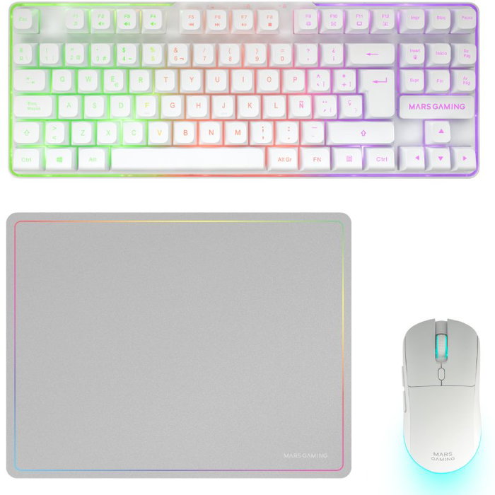 Mars Gaming MCPWTKL Pack Gaming Inalámbrico Blanco (Teclado TKL, Ratón y Alfombrilla) Mars Gaming MCPWTKL Pack Gaming Inalámbrico Blanco (Teclado TKL, Ratón y Alfombrilla)